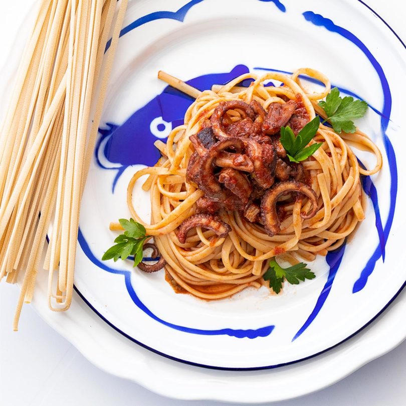 linguine con ragù di polpo