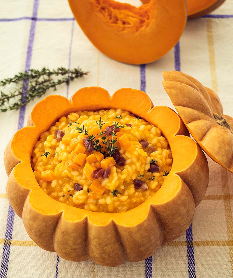 risotto alla zucca con scamorza affumicata