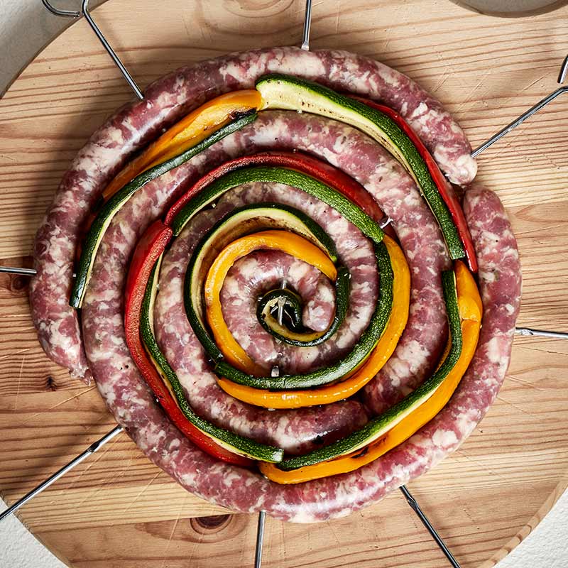 ruota di salsiccia con verdure