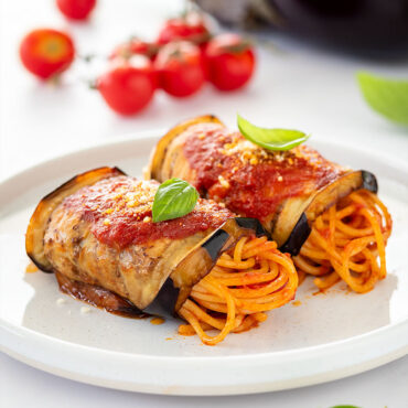 involtini di melanzane e spaghetti