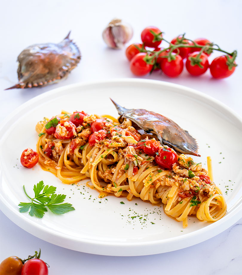 Linguine al granchio blu